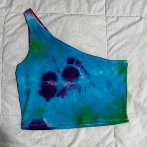 Tie-Dye Rainbow One Shoulder Top